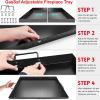 GasSaf Fireplace Ash Pan Adjustable with Handles, Fireplace Tray Extend 23-32 Inch for Ash Collection, Expandable Deep Pan Tray to Hold Fire Log Grate Rack, Easy to Clean Ember and Keep Safe